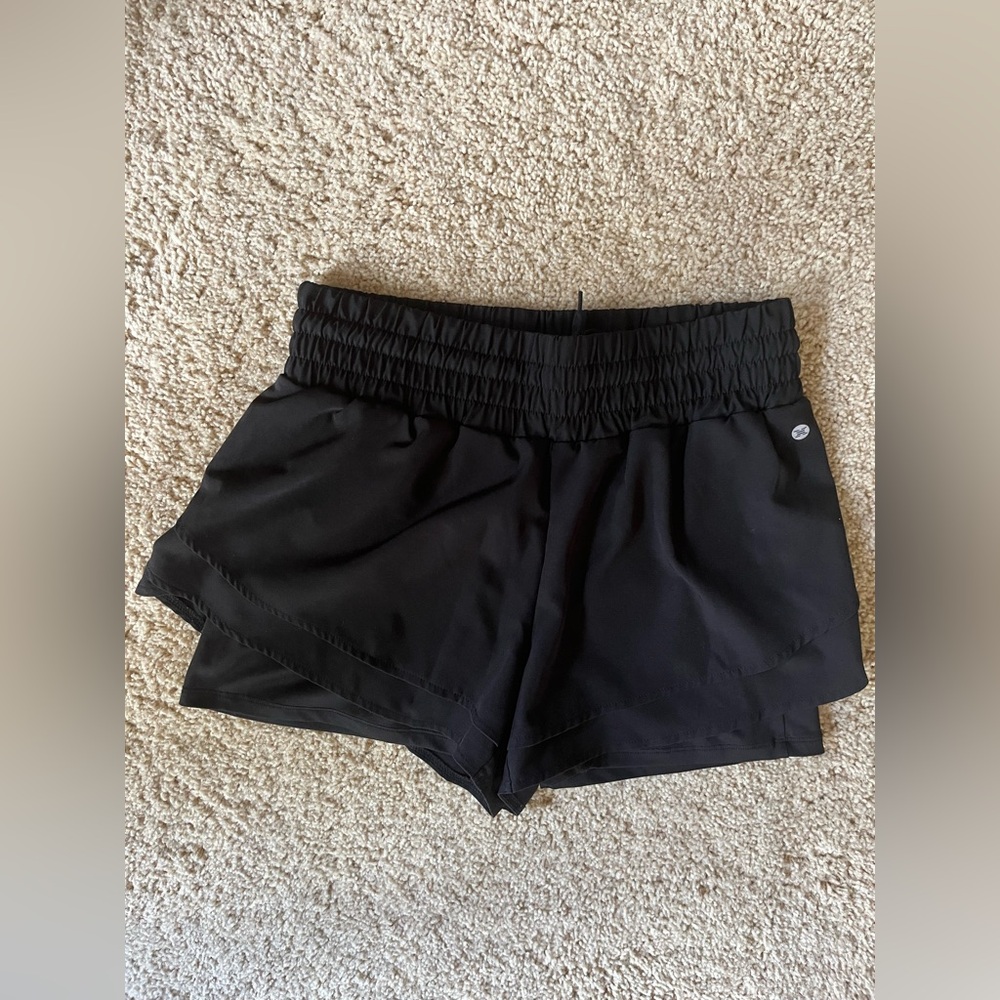 RBX, M, black shorts with biker shorts lining and tiered ruffles